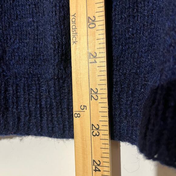 Vintage 80s Perry Ellis Hand Knit 100% Wool Navy Blue Collared Sweater‎ Womans M - Picture 6 of 8